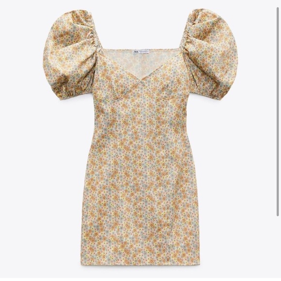 Zara Floral Puff Sleeve Dress Size XSmall  NWOT - Picture 12 of 12